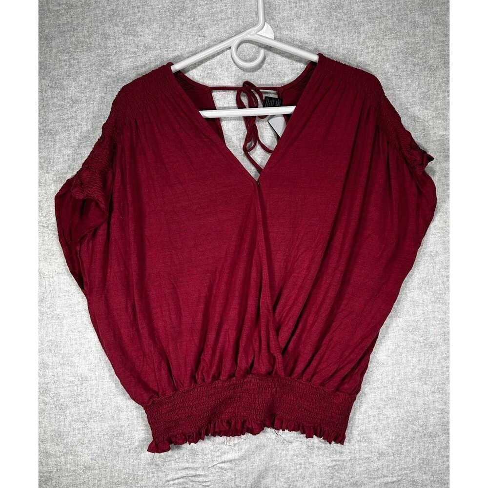 Daytrip Slub Knit Top Womens Size Small Red Open Back Boho